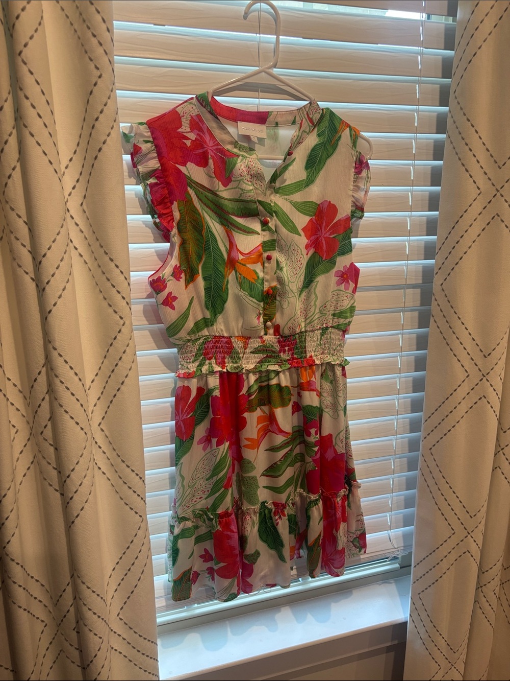 Sugarlips Tropical Floral Mini Dress - Pink, Green & Orange
